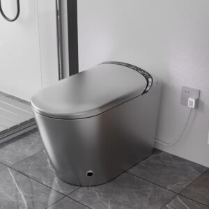 Sounor Modern Smart Toilets With Bidet Built In Self Cleaning,Elongated Heated Seat,Warm Water Sprayer,Foot Kick,1.28 GPF Powerful Auto Flush,Auto Open/Close Lid, LED Night Light Display (gray)