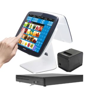 ZHONGJI Cash Register Smart Touch Screen Win10 PC POS System for Restaurants or Retail Store with POS Software,Thermal Receipt Printer,Cash Drawer