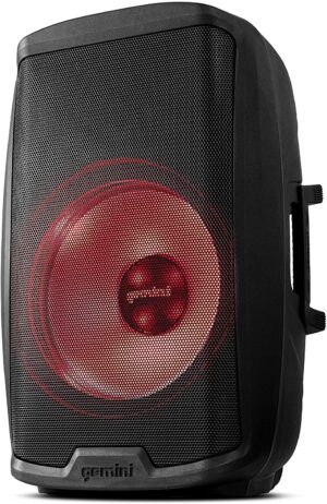 Gemini Sound AS-2115BT-LT Active 2000W Watt Party LED Light 15 Inch Woofer Powered Stage DJ Monitor Bluetooth PA Speaker, Wireless Stereo Pairing, Portable Fly Points