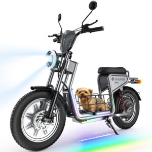 isinwheel H7Pro Electric Scooter Adults, 38 MPH Top Speed & 43 Miles Range, 16'' Fat Tire Scooter for Adult with Turn Signals & Mood Lights, Smart APP, 1200W Powerful Motor Electric Scooter with Seat