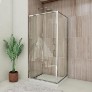 DreamLine Flex 36 in. D x 36 in. W x 78 3/4 in. H Pivot Shower Enclosure, Base, and White Wall Kit in Chrome