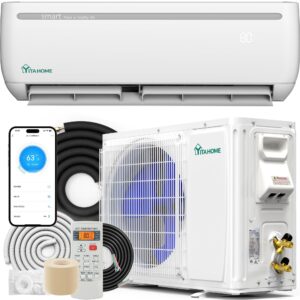 YITAHOME 18000 BTU Mini Split Air Conditioner Heat Pump System, Wifi Enabled 19 SEER2 208-230V Inverter Ductless AC Cool Up to 1250 Sq. Ft, Compatible with Alexa, Complete Installation Kit, White