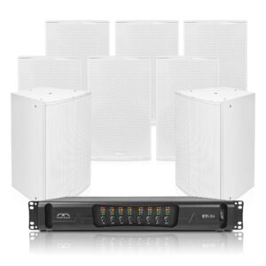 Sound Town Passive Installation Speaker System with Eight Installation Speakers, One 8-Ch Power Amplifier, for Meeting Room, Conference, Restaurant, Commercial Installation (ETI8X115W)
