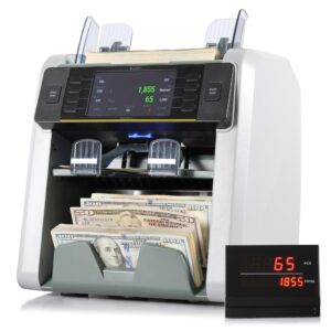KOLIBRI Signature Bank-Grade Money Counter Machine Mixed Denomination | 2-Pocket Cash Counter Machine, Currency Discriminator | 3-Year Manufacturer's Warranty | 2 CIS UV/MG IR/MT SN/DV IRT