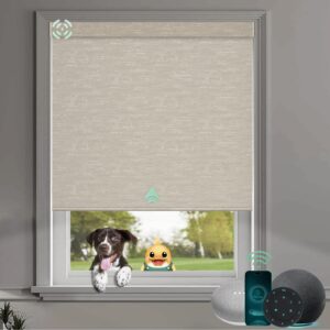 Yoolax Motorized Blinds with Remote, Smart Blinds for Windows Blackout Automatic Shades Work with Alexa Remote Control Roller Window Shades with Valance, Custom Size (Jacquard Coffee)
