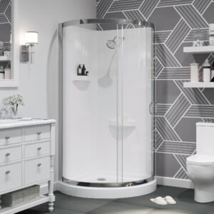 OVE Decors Breeze 36 in. Corner Shower Clear Sliding Door with Walls and Base in Chrome Finish