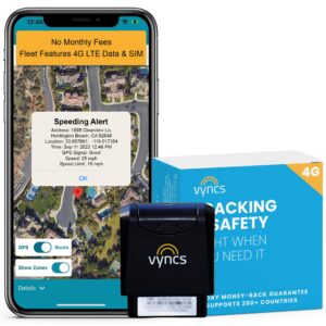 VyncsFleet GPS Tracker for Vehicles No Monthly Fee [4-Pack] 4G LTE OBD Real Time Fleet Vehicle Tracking SIM 1 Year Data Plan Trips Vehicle Diagnostics Driver Safety Alerts Fuel Report Emission Report