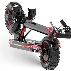 Off Road Electric Scooter Adults, 48V 18AH/21AH Battery, 1200W Peak Motor, 35 Mph Top Speed W/ 35 Miles Max Range, 11" Off Road Vacuum Wide Tire, Large Foldable E Scooter with Seat, Dual Suspension