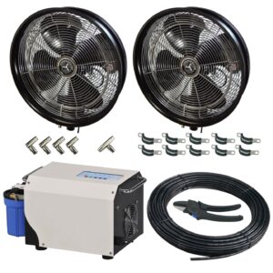 18" Professional Series 2 Misting Fan with Pump and Hose DIY Kit, Black, 1000 psi, 0.18 GPM Pump, 110V, 15 Amp