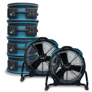 XPOWER X-47ATR 1/3 HP Sealed Motor Axial Air Mover Fan - with Variable Speed Control, 3 Hour Timer - Blue (6 Fans)