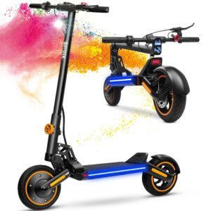 Electric Scooter for Adults - 500W Motor/10”Solid Off-Road Shock Tire,24MPH Max Speed Folding E-Scooter,Front and Rear Dual Suspension Lightweight Commuter Scooter for Campus Passage Urban Travel