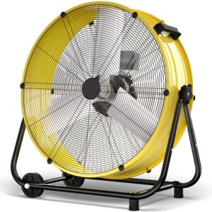 Uthfy 21800 CFM Heavy Duty Industrial Drum Fan, 36 Inch 600W High Velocity Floor Fan with 3 Speeds, 360° Tilt Metal Garage Fan for Warehouse, Commercial, Workshop, Factory and Basement