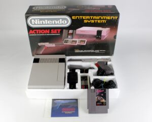 Nintendo NES Action Set in Original Box, Vintage 1988 Console Near Complete