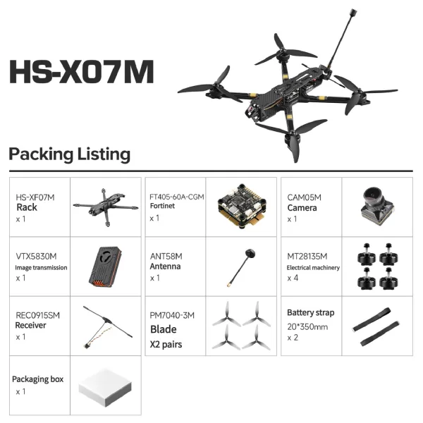 HS-X07M 150km/h FPV Drone 2.5kg Payload 10km ELRS 6S Carbon Fiber Frame