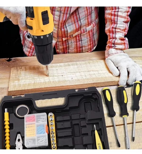 93 Piece 21V Drill Set 21V Cordless Drill 18+1 Torque Setting and 3/8'' Keyless