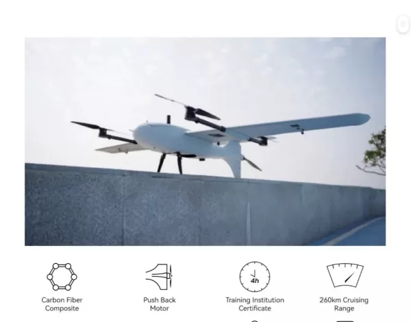 VTOL Fixed Wing Multipurpose 260Km Long Range UAV 2Kg Load 4h Flight Time Drone