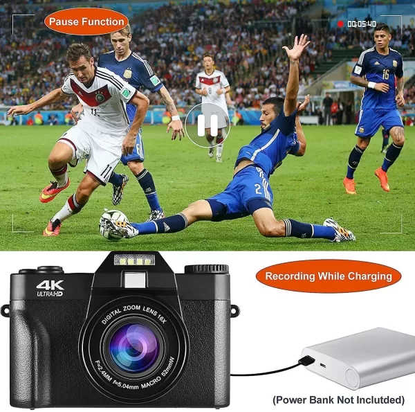4K Digital Vlogging Camera for YouTube 4k Camcorder HD 1080P 48MP Video Camera