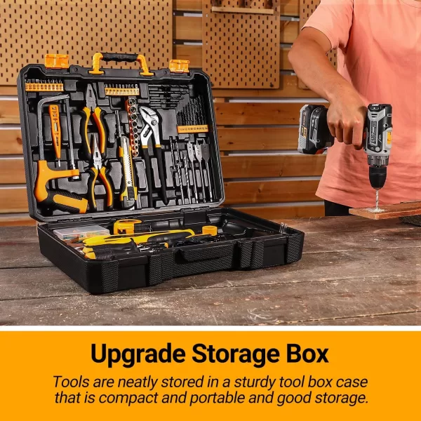 Cordless Drill Tool Kit Set: 20V Power Drill Tool Box with Battery Electric Dril