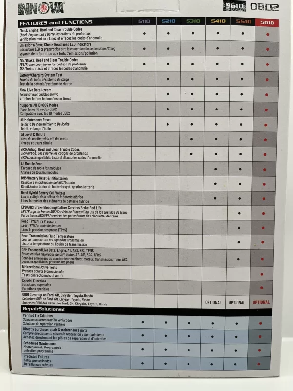 INNOVA 5610 CAR SCAN PRO DIAGNOSTIC REPAIR TOOL CHECK ENGINE MECHANIC DTC ABS