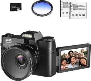 4K Digital Vlogging Camera for YouTube 4k Camcorder HD 1080P 48MP Video Camera