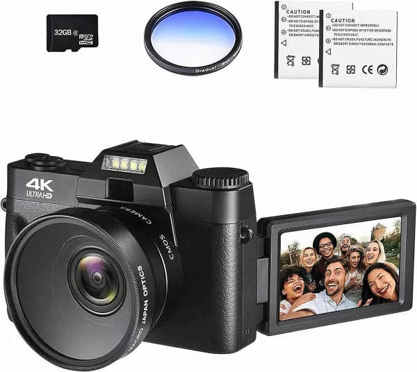 4K Digital Vlogging Camera for YouTube 4k Camcorder HD 1080P 48MP Video Camera