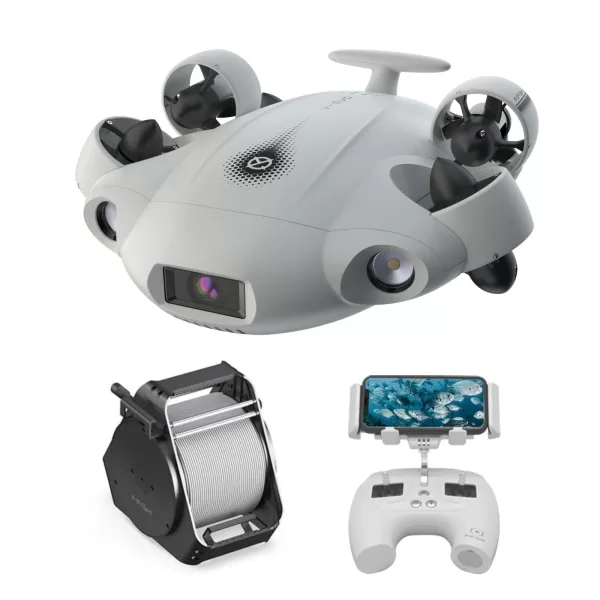 QYSEA FIFISH V-EVO Underwater Drone with AI Vision Lock | 100M Tether & Spool In