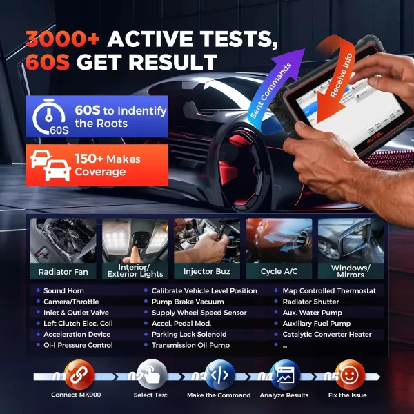 2025 Autel MaxiCOM MK900 MK900BT MX900 Auto All System Diagnostic Scanner Tool