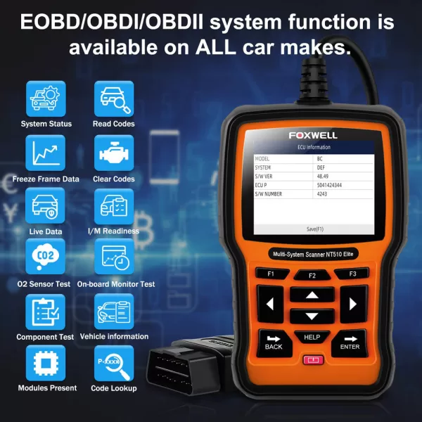 Foxwell NT510 Elite For Subaru Scanner OBD2 Diagnostic Tool Full System Car Scan