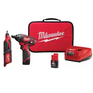 M12 12V Lithium-Ion Cordless 1/4 In. Hex Screwdriver Kit with M12 Lithium-Ion Co