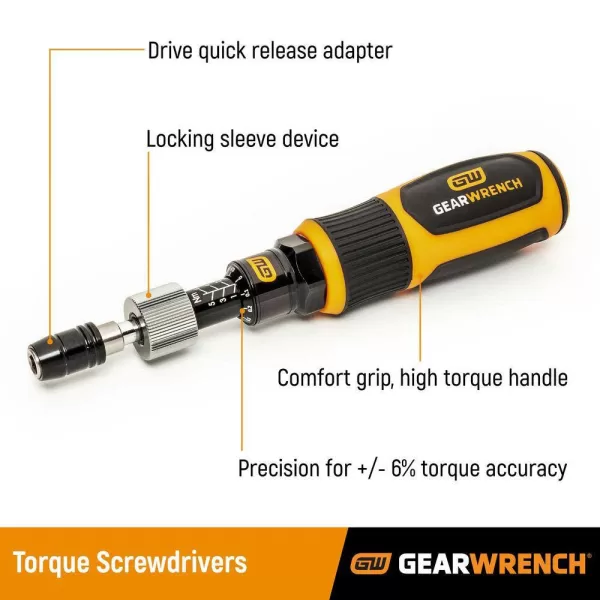 1/4" Drive Torque Screwdriver Set 10-50 in/lbs 20pc with Case Precision Tool
