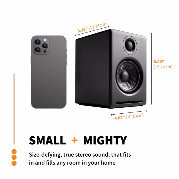 A2 24 Bit Hires Desktop Speakers with Bluetooth - Pair (Black)