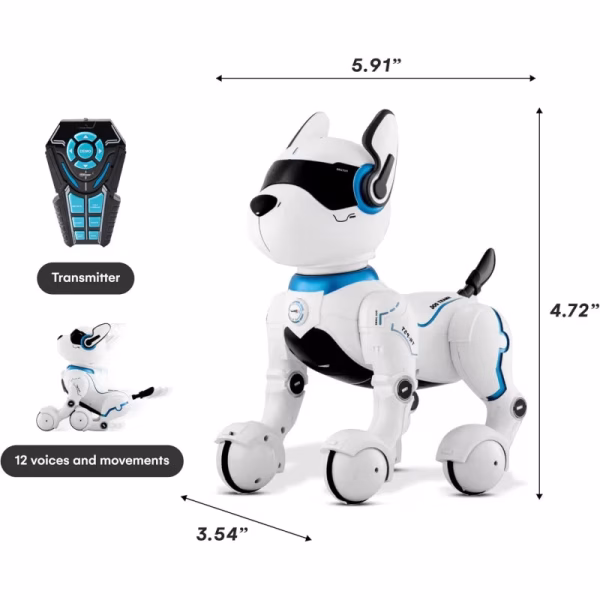 Intelligent Robot Dog- Interactive Smart Programmable Rechargeable with Remote Control, Voice and Touch Features