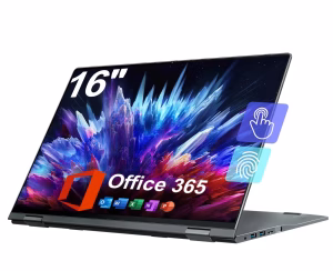 16In 2 in 1 Laptop Touchscreen Windows 11, 16GB DDR4 640GB ROM Laptops Convertible Tablet Computer, 4-Core Intel Celeron Processor, 360° Flip, 1Yr Office 365 Free