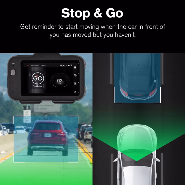 Roadcam AI PLUS, Ai-Powered 4K Dash Cam with 1080P Rear Cam, Full-Coverage Driver Assistance