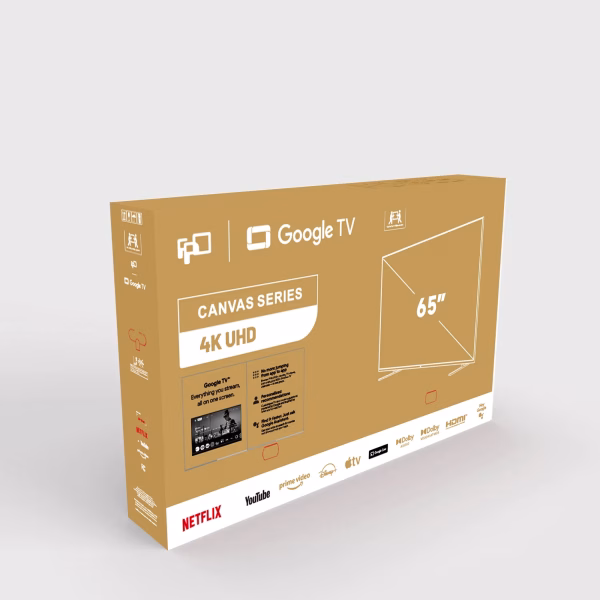 65-Inch 4K UHD HDR10+ Smart TV with Google TV - Voice Control,Dolby Vision, Dolby Atmos, Ultra-Flat LED Television Built-In Wifi Bluetooth, Flat Screen LED Television, Canvas Series CG65-C3