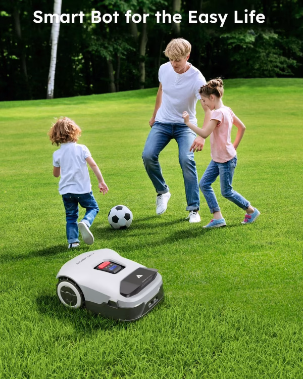 Genie 3000 Robotic Lawn Mower Covers up to 0.9 Acres, Full Band RTK + 4-Eye Vision, AI Smart Obstacle Avoidance & Lawn Maintenance