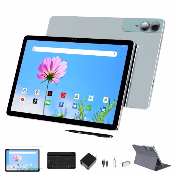 2025 Latest 11 Inch Android 14 Tablet 18GB + 128GB, 2K , ‎Unisoc T616, with Case, Pen, Keyboard