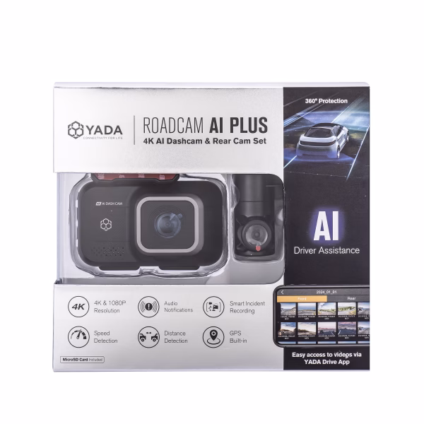 Roadcam AI PLUS, Ai-Powered 4K Dash Cam with 1080P Rear Cam, Full-Coverage Driver Assistance