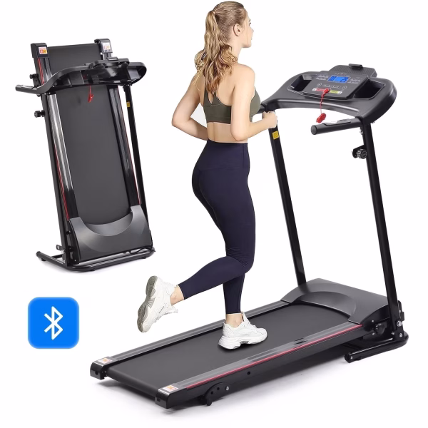 Swertoy 2.5HP Folding Treadmill Portable Running Walking Compact Exercise Machine with 12 Preset Program, LED Display, Easy Assembly for Home
