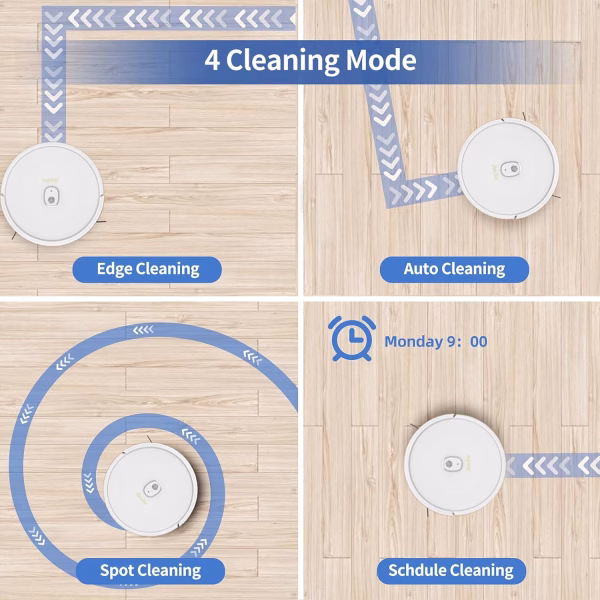 Robot Vacuum Cleaner S1 - Quite Robotic Vacuum Cleaner No-Go Areas 2000Pa Slim Design Robot Vacuums Carpets Boost Intellect Self-Charging Vacuum Cleaner for Pet Hair- White