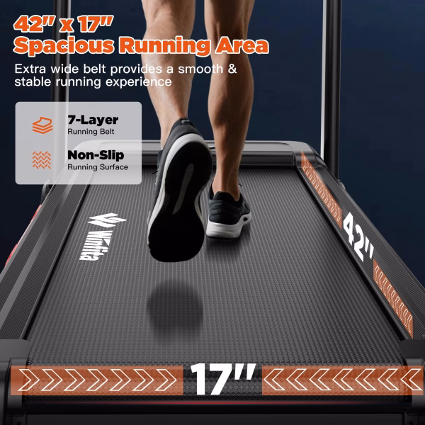 Foldable Treadmill with 6% Manual Incline for Home, 8 MPH Speed, 300 LB Capacity, 42"X17" Belt, App & Bluetooth Speakers, Tablet Holder, Pause Function, 64 Preset Programs, Black