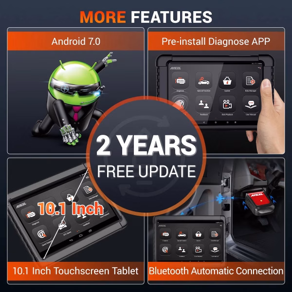 X6 Car OBD2 Scanner Bluetooth, Full System Bidirectional Diagnostic Tool with 10 Resets, Active Test, ABS Bleeding, Epb/Bms/Tpms/Oil Reset, Automotive OBDII Car Code Reader, 2 Years Free Update