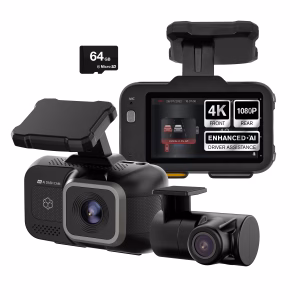 Roadcam AI PLUS, Ai-Powered 4K Dash Cam with 1080P Rear Cam, Full-Coverage Driver Assistance