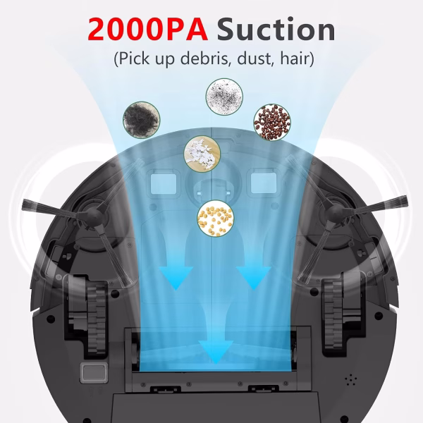 Robot Vacuum Cleaner S1 - Quite Robotic Vacuum Cleaner No-Go Areas 2000Pa Slim Design Robot Vacuums Carpets Boost Intellect Self-Charging Vacuum Cleaner for Pet Hair- White