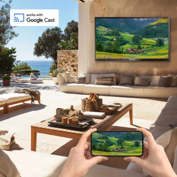 43" Outdoor TV, 4K UHD Google Television for Partial Sun outside with 1000Nit Brightness, IP55 Weatherproof, Dolby Atmos, Voice Remote (Deck Pro 2.0)