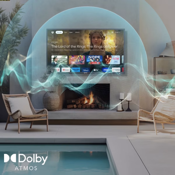 43" Outdoor TV, 4K UHD Google Television for Partial Sun outside with 1000Nit Brightness, IP55 Weatherproof, Dolby Atmos, Voice Remote (Deck Pro 2.0)