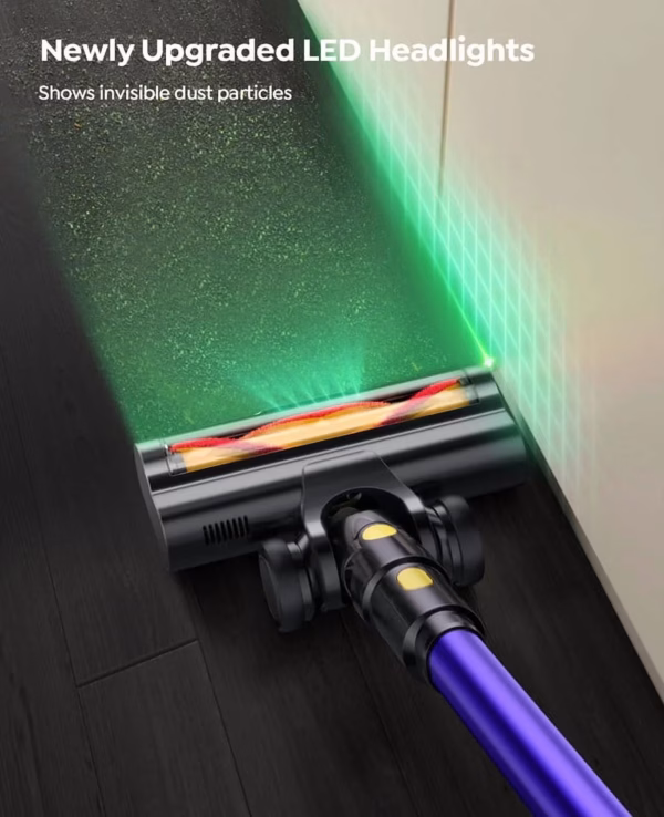 Aromatherapy Cordless Stick Vacuum, 550W 55Kpa, Green Laser, 60Min Runtime, Pet Hair & Hard Floor Cleaner