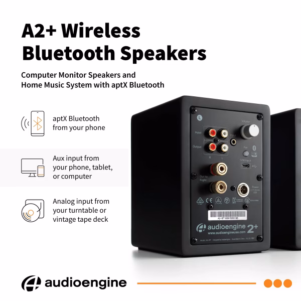 A2 24 Bit Hires Desktop Speakers with Bluetooth - Pair (Black)