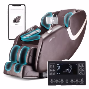 2024 New Massage Full Body Chairs with AI Voice, App Control Zero Gravity Shiatsu Recliner Massage Chair Brown