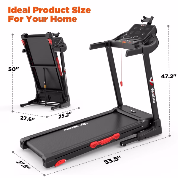 Foldable Treadmill with 6% Manual Incline for Home, 8 MPH Speed, 300 LB Capacity, 42"X17" Belt, App & Bluetooth Speakers, Tablet Holder, Pause Function, 64 Preset Programs, Black